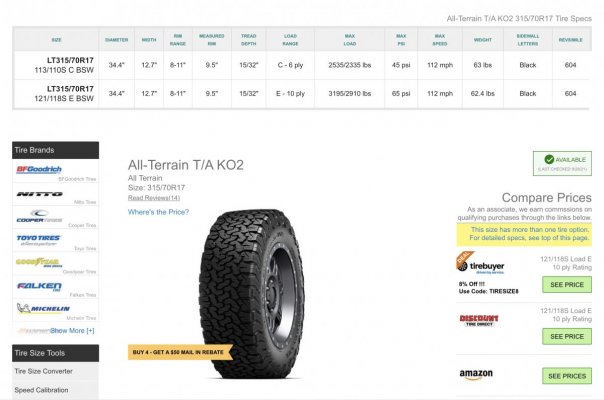 Nitto Ridge Grappler Tire Pressure