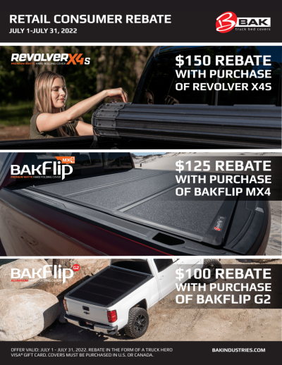 BakFlip Sale Starts Today Up To 150 Rebate On 3 Different Bed Covers 